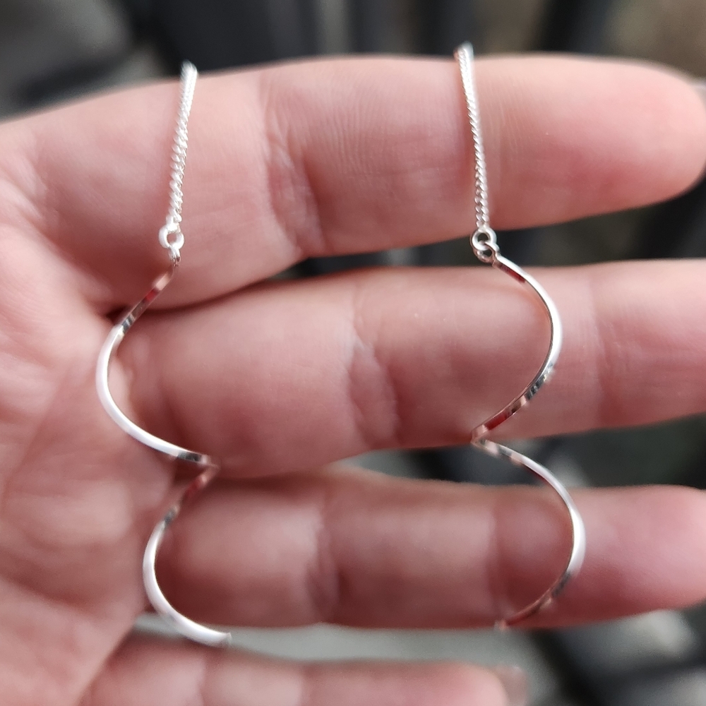 Handmade Sterling Silver 925 Elegant 3D Spiral Threader Earrings